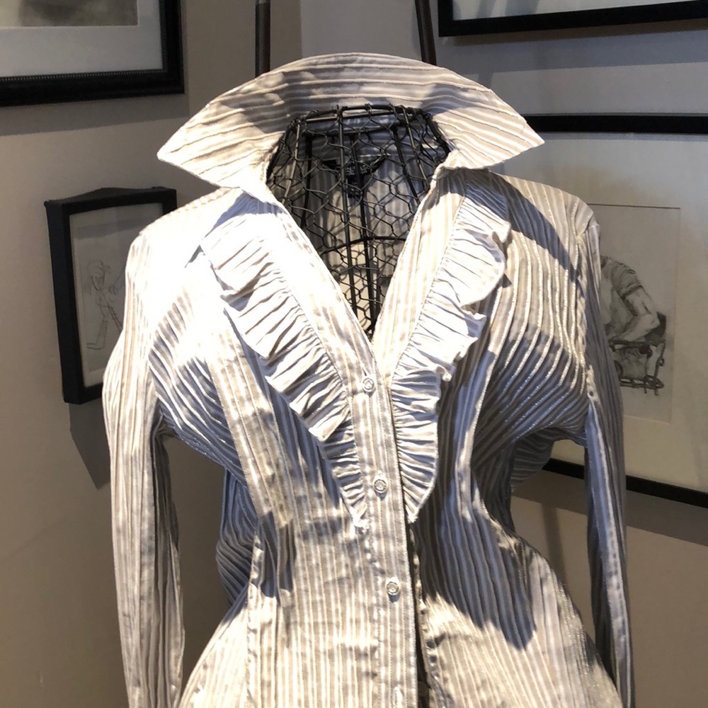 Pretty silver threaded shirt.